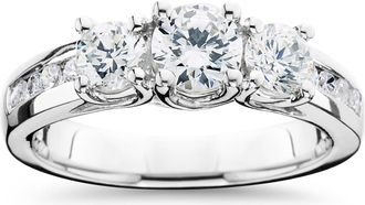 Pompeii3 2ct Diamond Three Stone Ring 14K White Gold Size Selectable