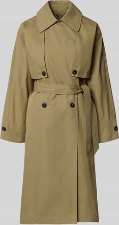 BLONDE No.8 Trenchcoat mit verdecktem Verschluss und Bindeg&uuml;rtel in Oliv, Gr&ouml;&szlig;e 34