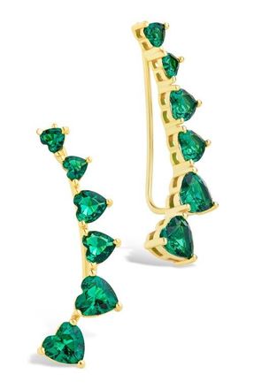 Sterling Forever Jillian Cubic Zirconia Heart Threader Earrings in Gold at Nordstrom
