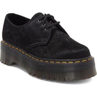 Dr. Martens Quad Platform Derby in Black Hair On at Nordstrom Rack, Size 6Us/ 4Uk