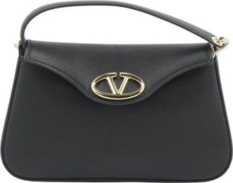 Valentino V Logo Leren Schoudertas - unisex - Handtassen - Zwart - ONE Size - Leer - Tassen