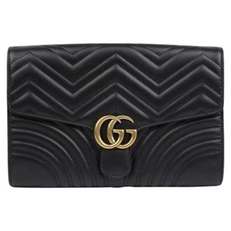 Gucci Pre-owned Clutches, female, Black, Size: ONE SIZE Pre-owned 498079 GG Marmont Clutch