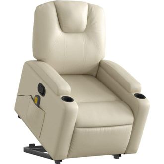 vidaXL Vidaxl - Sill&oacute;n Reclinable De Masaje De Pie Cuero Artificial Color Crema
