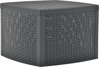vidaXL Vidaxl - Mesa De Centro De Exterior Faenza, Mesa De Almacenamiento Multiusos, Estante Bajo Efecto Rat&aacute;n, 100% Made In Italy, 53x53h40 Cm, Antracita