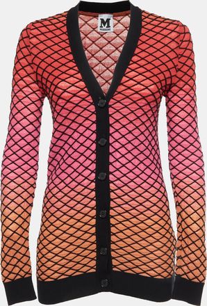M Missoni Ombre Pink Criss Cross Knit V-Neck Cardigan