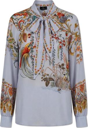Etro Overhemden, Dames, Blauw, 2Xs, Zijden Top