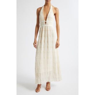 Ramy Brook Hazel Halter Dress in Bone Chiffon at Nordstrom, Size 12