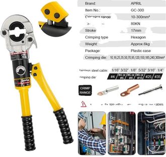 OEM Herramienta De Engaste Hidr&aacute;ulica, Presi&oacute;n De 8 Toneladas, 12 Pares De Matrices, Gc-300