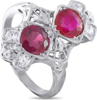 Luxury Bazaar Antique Platinum 1.85ct Ruby Ring MF07-062926