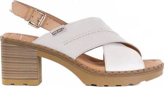 Pikolinos Womens Canarias Mid Heel Sandals In Nata Leather