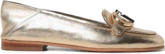 Liu Jo logo-plaque leather loafers - women - Leather/Leather/Rubber - 38 - Gold