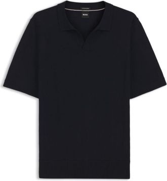 BOSS Merino wool knit polo with Johnny collar