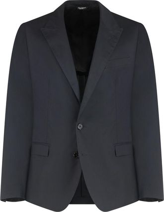 Dolce & Gabbana Mens Single-breasted Two-button Jacket - Black Cotton - Size EU 50 (Mens)