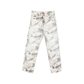 Martine Rose Straight Jeans, male, Gray, Size: XL Print-detail Pocket Jeans