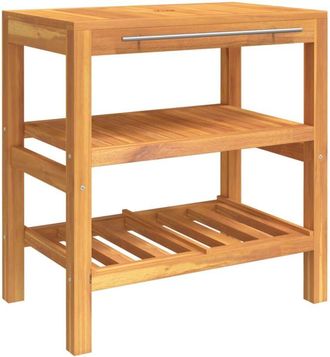 vidaXL Mueble de lavabo con 2 estantes madera maciza 74x45x75 cm Vidaxl