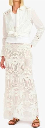 Le Superbe Bohemian Palm Ex Boyfriend Shirt Top In Chalk