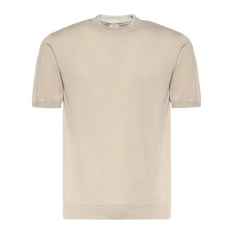 Eleventy Round-neck Knitwear, male, Beige, Size: 2XL Round Neck Sweater