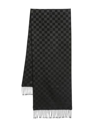 Karl Lagerfeld check-pattern wool scarf - men - Virgin Wool/Polyacrylic - One Size - Black