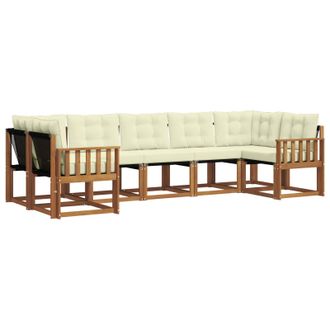 vidaXL Conjunto De Sof&aacute;s De Exterior Con Coj&iacute;n 7 Pcs Natural Y Crema Vidaxl