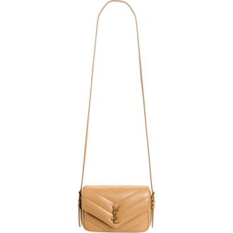 Saint Laurent Toy Loulou Quilted Leather Shoulder Bag in Natural Tan at Nordstrom