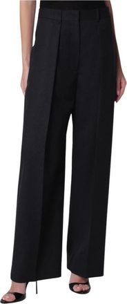 Victoria Beckham Cecilia Trouser - Dames - Wijde Broeken - Grijs - XS - Wol - Broeken
