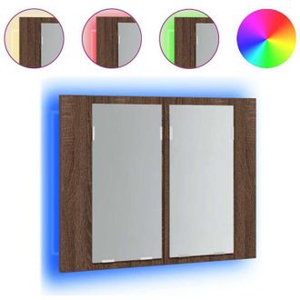 vidaXL Vidaxl - Mobile Specchio led Rovere Marrone 60x12x45cm Legno Multistrato