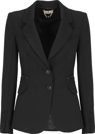 Elisabetta Franchi Tailored Black Jacket With Button Closure And Gold Accents