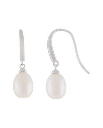 Splendid Pearls Rhodium Over Silver 8-8.5Mm Pearl Earrings