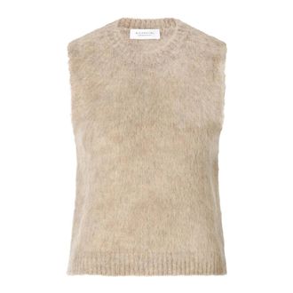 Rich & Royal Crew Nk Brushed Sleevless Set - Dames - Ronde hals truien - Beige - L - Wol - Truien & Vesten