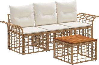 vidaXL Conjunto De Sof&aacute;s De Exterior 4 Uds. 3 Plaza Natural Y Crema Vidaxl
