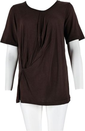 Uma Wang Brown Short-Sleeve Twisted Knot Modal-Blend Top