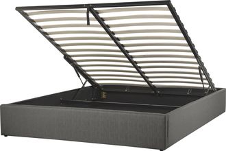 Beliani Cama Con Somier De Poli&eacute;ster Gris Oscuro 160 X 200 Cm Sin Cabecero Almacenaje Dinan