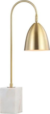 Jonathan Y Designs Ana 26 Gold Arched Metal with Marble Base LED Table Lamp, Brass Gold/White at Nordstrom