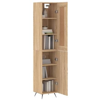 Berkfield Home Highboard Sonoma Oak 34.5x34x180 cm Engineered Wood in Light Tan