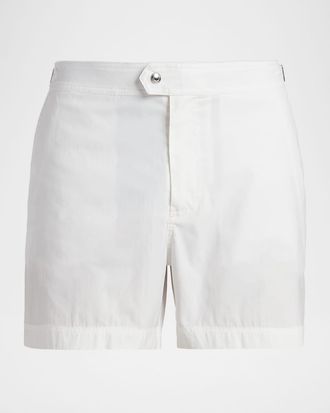 Tom Ford Men & apos;s Poplin Waistband-Tab Swim Trunks