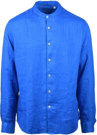 Altea Koreaanse Kraag Shirt - Heren - Casual Overhemden - Blauw - 3XL - Linnen - Overhemden