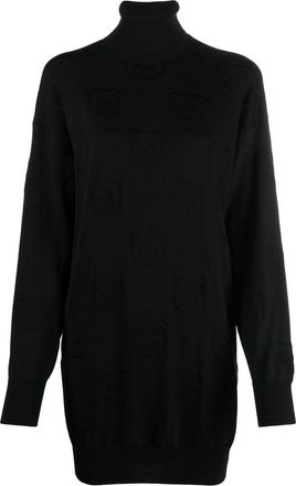 Moschino Teddy Bear intarsia-knit mini dress - women - Viscose/Polyamide/Virgin Wool/Spandex/Elastane - 40 - Black