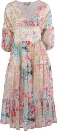 Ermanno Scervino Puffed Sleeve Floral Midi Dress
