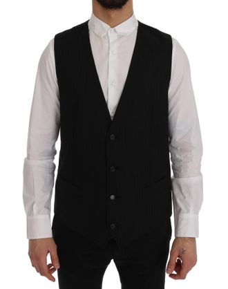 Dolce & Gabbana Mannen Zwart STAFF Wollen Stretch Vest