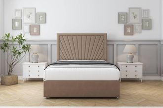 Comfort Beds Kensington Plush Divan Base No Drawers - 26 Headboard in Taupe | Size: Small Single
