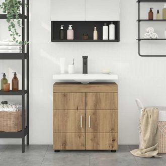 vidaXL Mobile Per Lavabo Da Bagno Rovere Artigianale 60 X 34 X 63 Cm - Vidaxl