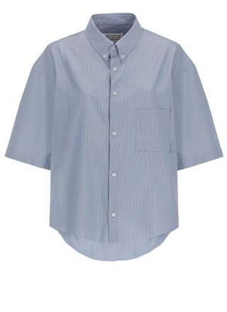 Maison Margiela Striped Short Sleeve Cotton Shirt