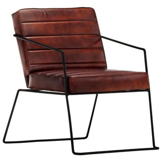 vidaXL Sill&oacute;n De Cuero Aut&eacute;ntico Marr&oacute;n Oscuro Vidaxl
