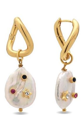 Eye Candy Los Angeles Saskia Faux Pearl & Crystal Drop Earrings in Gold at Nordstrom Rack