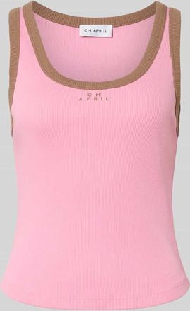 Oh April Slim Fit Top mit Logo-Stitching Modell Fiora in Hellrosa, Gr&ouml;&szlig;e XL