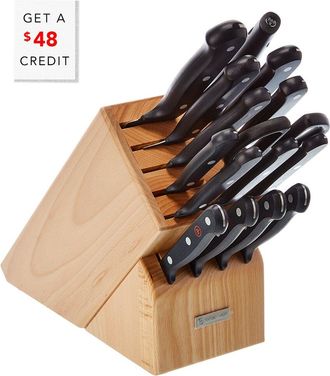Wüsthof Wusthof Gourmet 16Pc White Knife Block Set, Acacia With $48 Credit