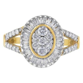 House of Brilliance 10kt Yellow Gold 1.0 Cttw Diamond Cocktail Ring at Nordstrom, Size 7