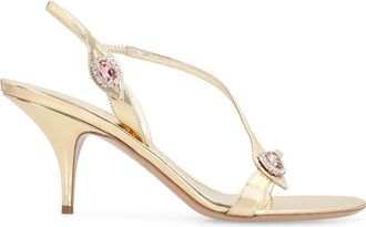 Ferragamo 70mm Sandalen met kristallen - Dames - Sandalen met hakken - Geel - 35 1/2 EU - Leer - Schoenen