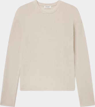 Frame Denim Crewneck Waffle-Knit Wool-Cashmere Sweater