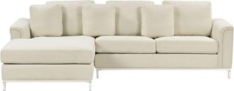 Beliani Beliani - Modern Beige Linen Fabric Couch Corner Sofa Stainless Steel Legs Right Hand Oslo